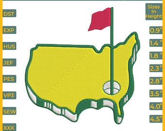Golf Machine Embroidery Design, Sports Pattern File (8 Sizes, 8 Formats, Digital Download)