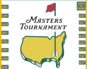 Golf Machine Embroidery Design, Master Tournament pattern file (8 Sizes, 8 Formats, Digital Download)