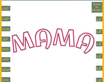 Mama Applique Machine Embroidery Design, Mother's Day Gift (Instant Download)