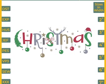 Christmas Word Machine Embroidery Design, (6 Sizes Included, Instant Download)