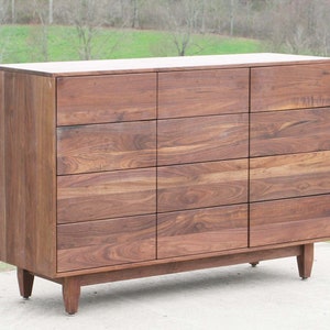 X12430a *Hardwood 12 Drawer Dresser, Inset Drawers,  Flat Panels, 60" wide x 20" deep x 40" tall - natural color