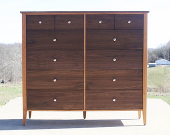 X12520a *Hardwood 12 Drawer Dresser, Inset Drawers,  Flat Panels, 60" wide x 20" deep x 55" tall - natural color