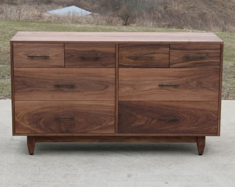 X8320f Hardwood Dresser with 8 inset Drawers,  Frame Sides, 60" wide x 20" deep x 35" tall - natural color