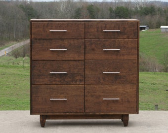 X8420b-oc +Hardwood Dresser with 8 inset Drawers,  Flat Sides, 48" wide x 20" deep x 50" tall - natural color