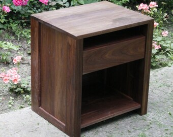 BT210a *Hardwood Bedside Cabinet, 1 Inset Drawer, 2 Shelves, Framed Sides; BT210ar, Raised sides, optional sizes available - natural color