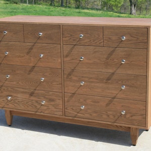 X10420a Hardwood 10 Drawer Dresser, Inset Drawers, Flat Panels, 60 wide x 20 deep x 40 tall natural color image 7