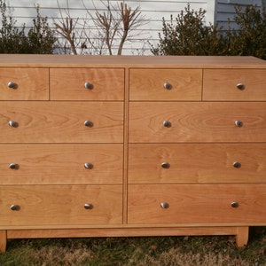 X10420a Hardwood 10 Drawer Dresser, Inset Drawers, Flat Panels, 60 wide x 20 deep x 40 tall natural color image 3