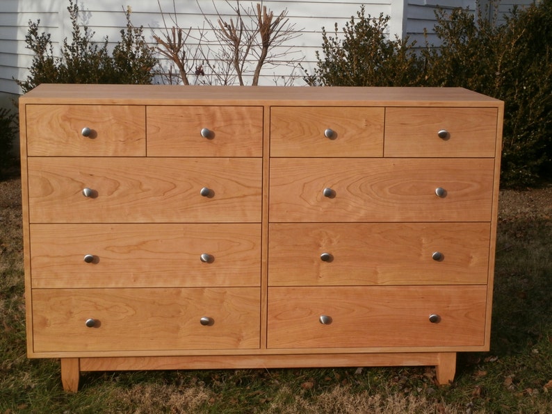 X10420a Hardwood 10 Drawer Dresser, Inset Drawers, Flat Panels, 60 wide x 20 deep x 40 tall natural color image 3