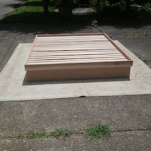 NdFnN02 Solid Hardwood Low Platform Cantilever Bed with Four drawers, natural color image 5