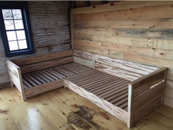 Ddrnv1 solid Hardwood Day Bed or Couch Bed in L Shape With Two