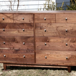 X10420a Hardwood 10 Drawer Dresser, Inset Drawers, Flat Panels, 60 wide x 20 deep x 40 tall natural color image 2