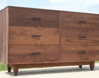 X6320f *Hardwood 6 Drawer Dresser, Inset Drawers,  Flat Panels, 60" wide x 20" deep x 35" tall - natural color