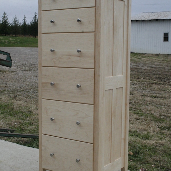 X6610t *Hardwood Chest of 6 Drawers, Overlap Drawer Faces,  Flat Panels, 24" wide x 20" deep x 60" tall - natural color