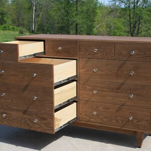 X10420a Hardwood 10 Drawer Dresser, Inset Drawers, Flat Panels, 60 wide x 20 deep x 40 tall natural color image 6