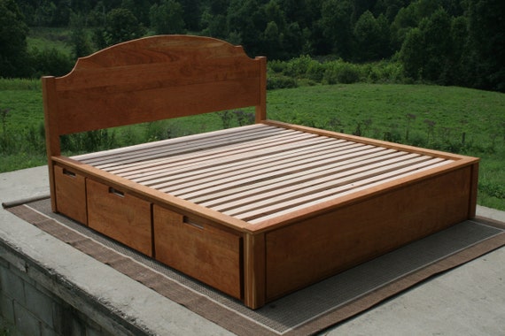 Ndrnv04bc Solid Hardwood Platform Bed With 6 Drawers Plus Etsy