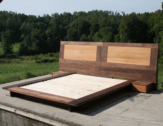 Ncfws01 Solid Hardwood Platform Bed With Very Large Slanted Etsy