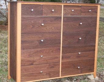 X12520A *Hardwood 12 Drawer Dresser, Inset Drawers,  Flat Panels, 60" wide x 20" deep x 55" tall - natural color