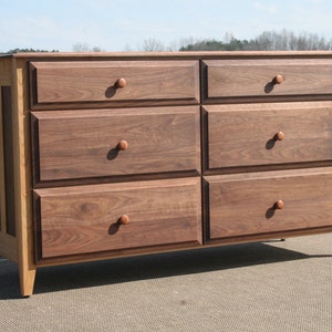 X6320o *Hardwood 6 Drawer Dresser, Paneled Ends, Overlap Drawers, Routered Edges, 60" wide x 20" deep x 35" tall - natural color