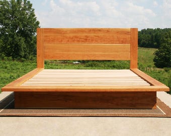 NcFwV01 +Low Platform Solid Hardwood Bed, wide Platform Sides & Headboard; NcFwV02, wider platforms, posts; NcFvV01, cantilever, no platform