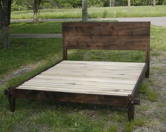 NbRnV03 +Solid Hardwood Platform Bed with no metal, unique old style construction -  natural color