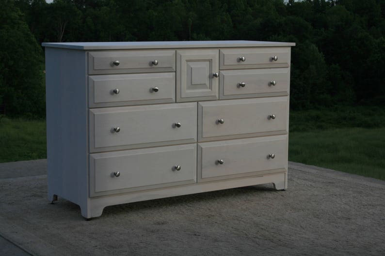 X8421A Hardwood 8 Drawer Dresser, Overlap Drawers, Flat Panels, one door, 54 wide x 20 deep x 36 tall natural color image 5