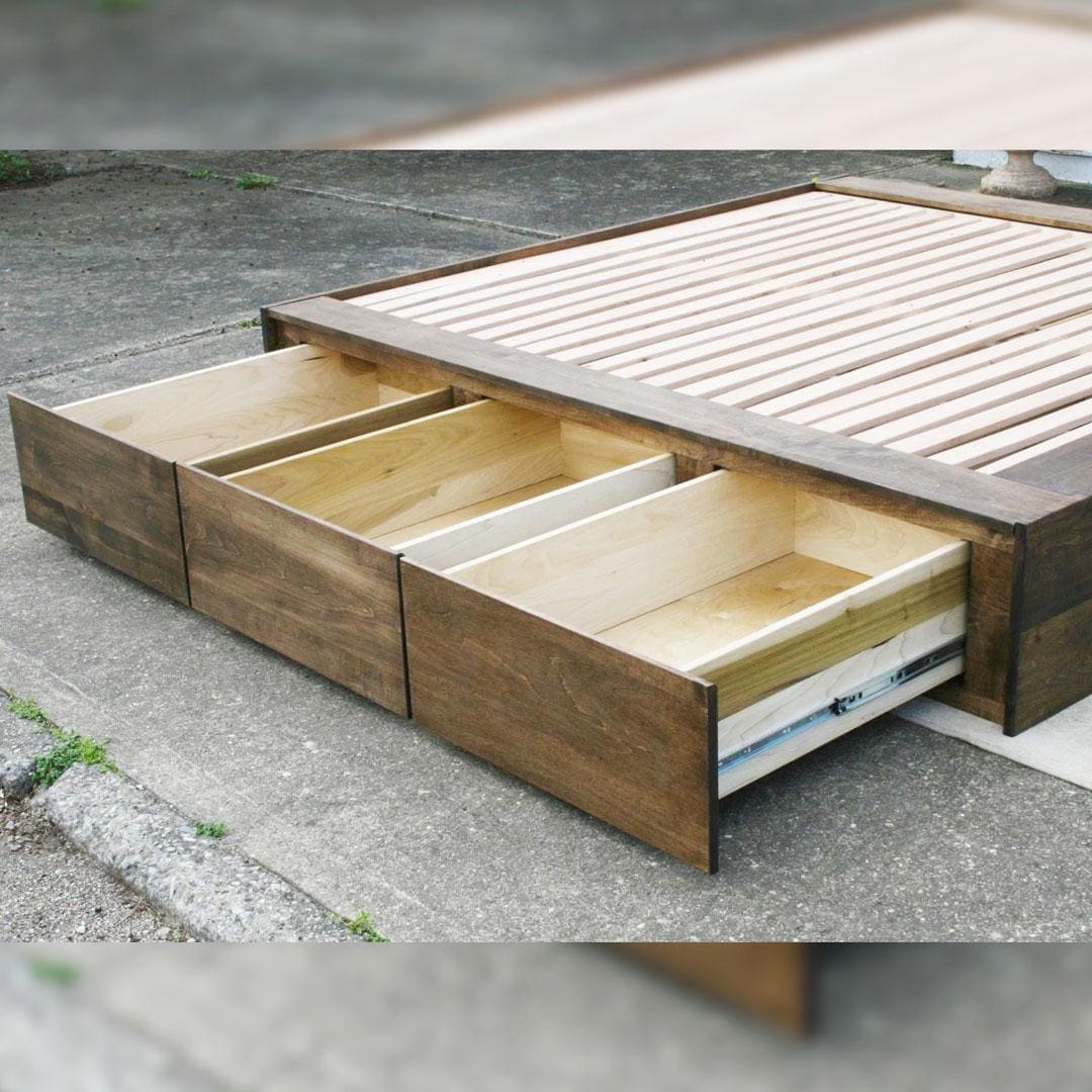 Slanted Base Ndfws01 +solid Hardwood Low Platform Bed, Side & Foot Exten., 6 Dws ...