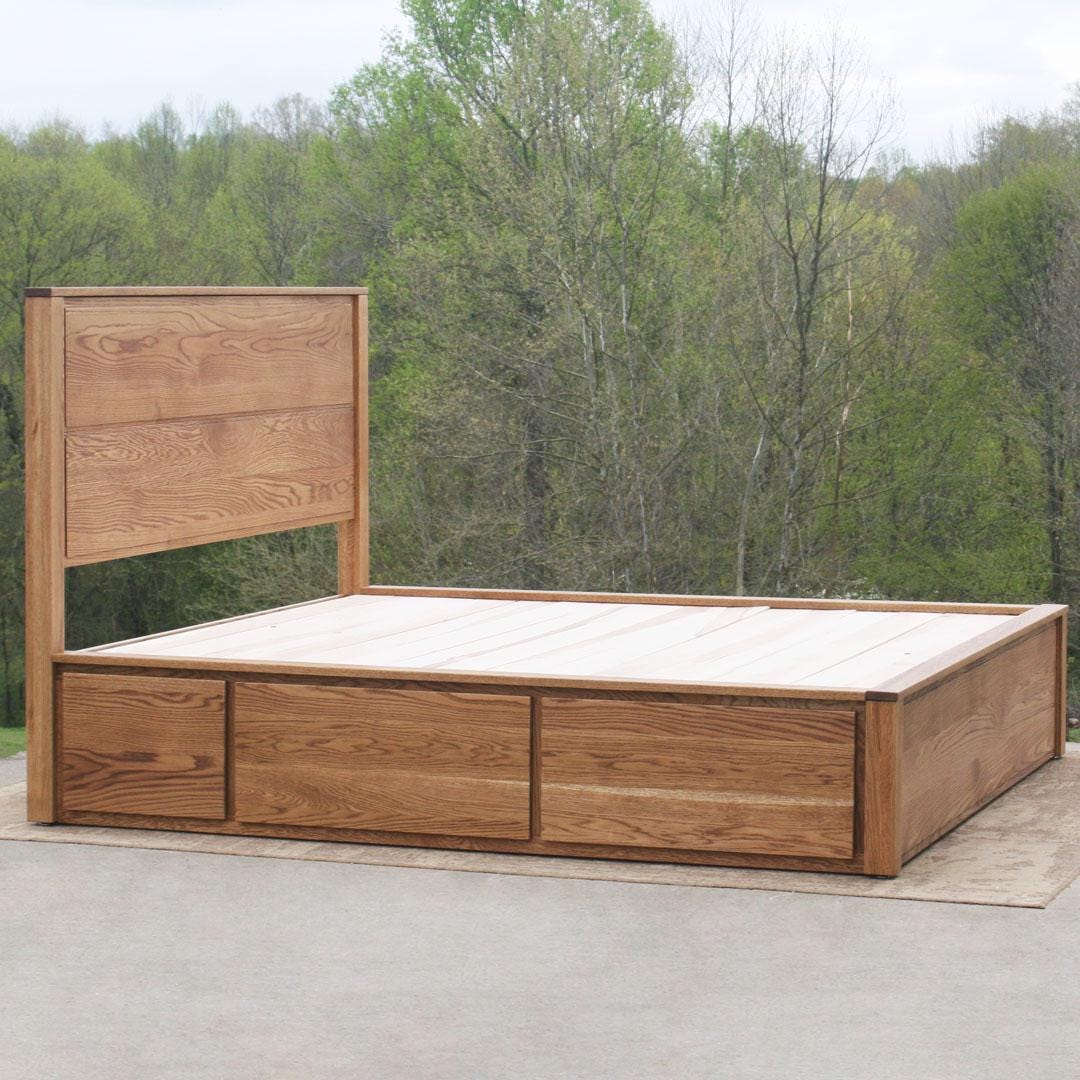Ndrnv04b +solid Hardwood Platform Bed, 4 Drawers, Plus Recessed Frame ...