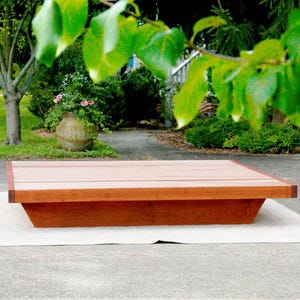 NcFnN01 +Low Platform Solid Hardwood Bed with angled base frame; Headboard options, NcFnV01, NcFnC03, natural color