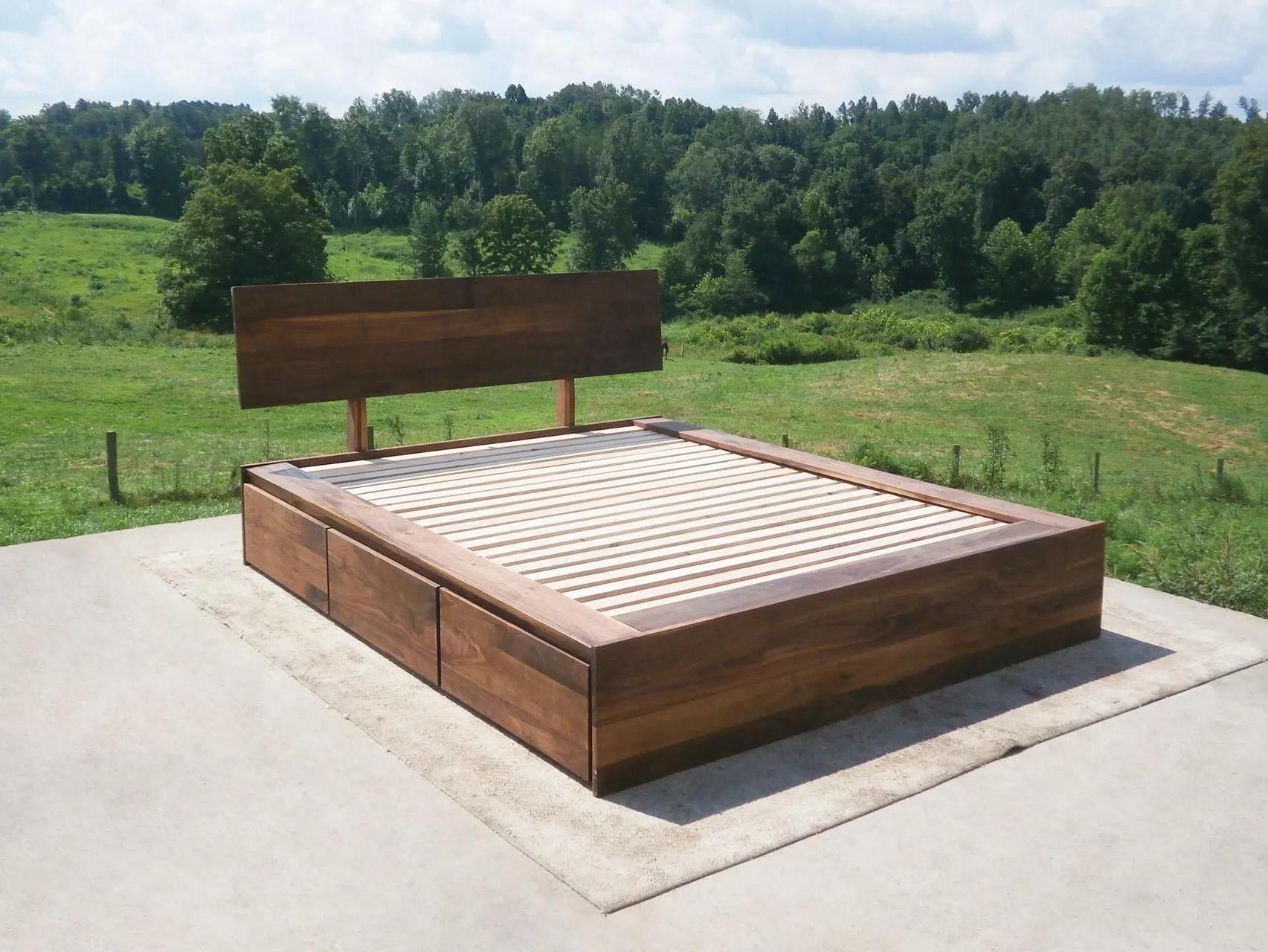Slanted Base Ndfws01 +solid Hardwood Low Platform Bed, Side & Foot Exten., 6 Dws ...