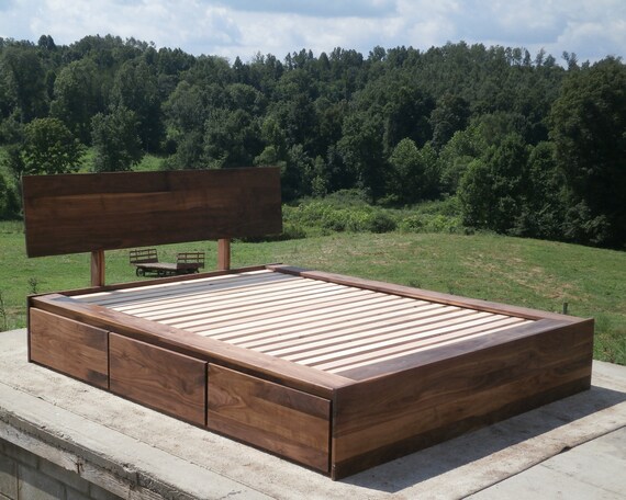 Low platform 2024 bed with drawers