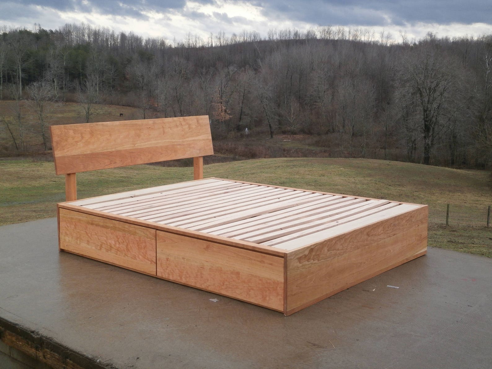 Ndfss05 solid Hardwood Low Platform Bed With 4 Overlap Etsy