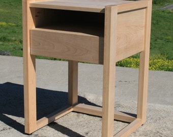 BT110a *Hardwood Bedside Cabinet, side above top, 1 Inset Dwr, 1 Shelf; BT120e, 2 dwr; BT110af, no top piece; BT110B no legs natural color