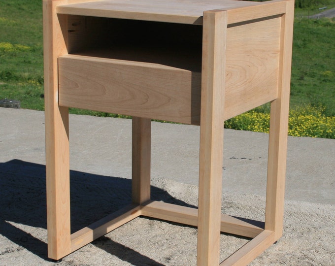 BT110a *Hardwood Bedside Cabinet, side above top, 1 Inset Dwr, 1 Shelf; BT120e, 2 dwr; BT110af, no top piece; BT110B no legs natural color