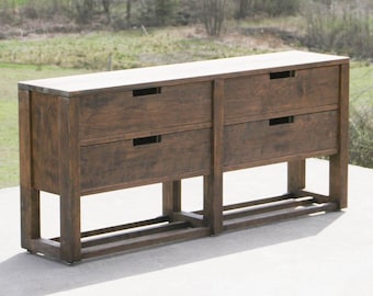 BT040d Hardwood Entry or Dresser, w/Shoe Rack; X3130A, Console, 3 overlap Drawers, Grid Panel Top; X1211A, Narrow Entry Storage or Bedside.
