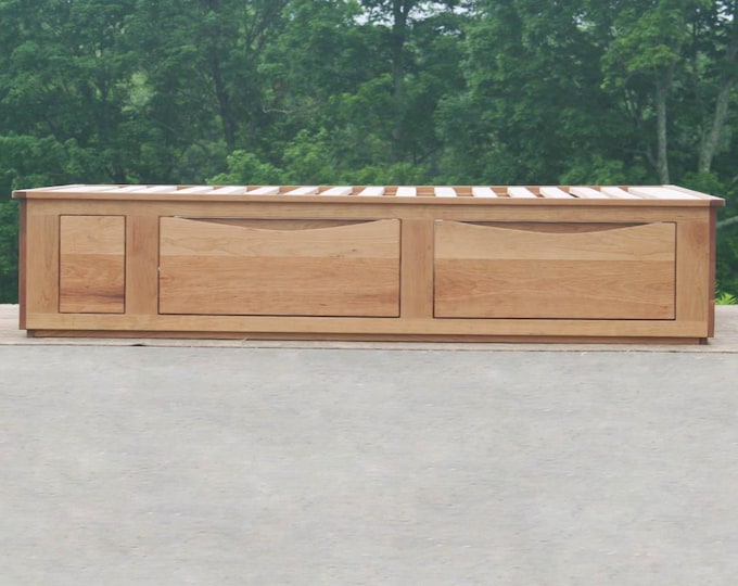 NdFsN04 +Solid Hardwood Platform Bed or Tatami Bed, 4 drawers; NdFsN06a, 6 drawers, NdFsN06d, 6 drawers, lower, natural color
