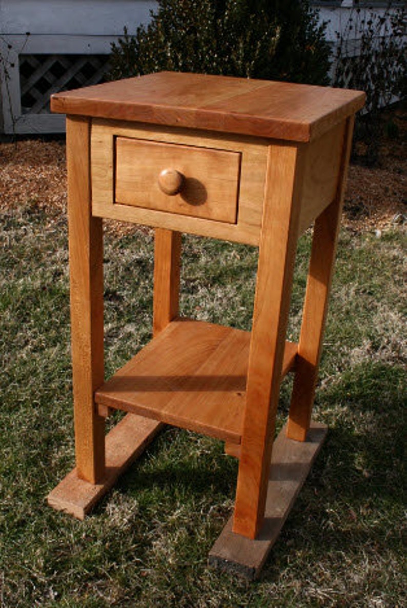 Bt110s Hardwood Bed Side Table 15 X 27 Tall Straight Legs Natural Color
