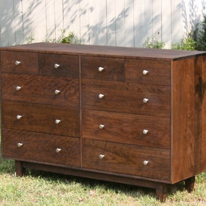 X10420a Hardwood 10 Drawer Dresser, Inset Drawers, Flat Panels, 60 wide x 20 deep x 40 tall natural color image 5