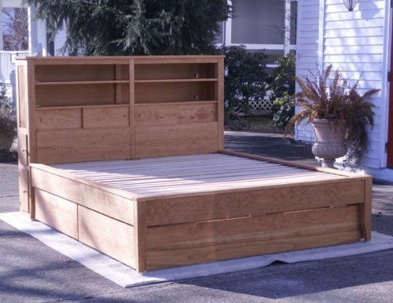 Hardwood platform on sale bed queen