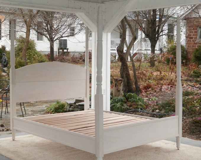 CcRnP3 *Canopy Solid Hardwood Bed, turned posts, curved head; CcRnP9, Paneled head and foot boards; CcRnV1,  - natural wood color