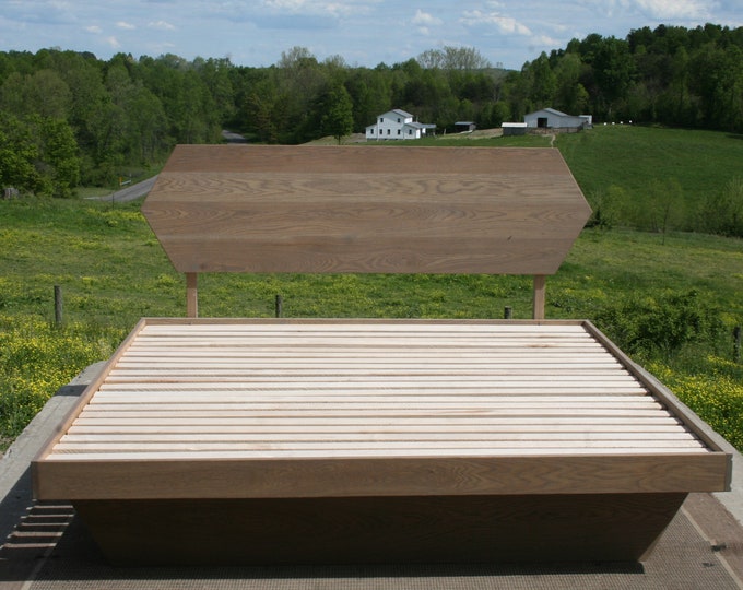 Ship Soon 2424 King NdFvN03 White Oak Low Platform Bed with 2 large drawers on wheels and a cubby, finish stain CG271 and natural tung oil
