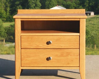 BT120B *Hardwood Bedside Cabinet, 2 Inset Drawers, 1 shelf, optional sizes and styles available, BT120A, BT120ar,- natural color