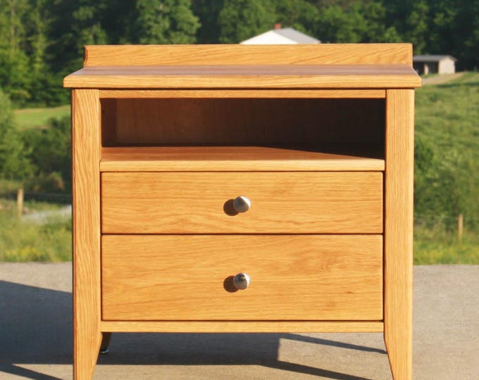BT120B *Hardwood Bedside Cabinet, 2 Inset Drawers, 1 shelf, optional sizes and styles available, BT120A, BT120ar,- natural color