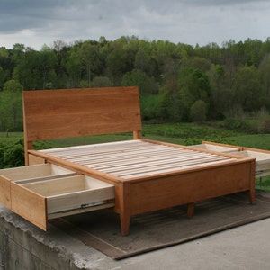 Queen bed with side drawers deals