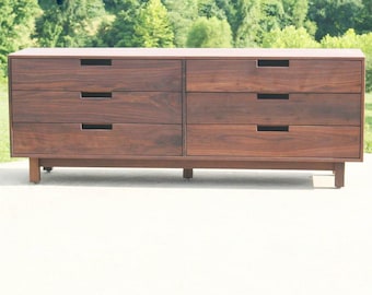 X6320c, Hardwood 6 Drawer Dresser, Inset Drawers, 80&quot; wide x 20&quot; deep x 35&quot; tall, Other options w/X6320cc, X6320f, X6320fs - natural color