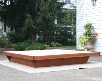 NcFnN01 +Low Platform Solid Hardwood Bed with angled base frame; natural color