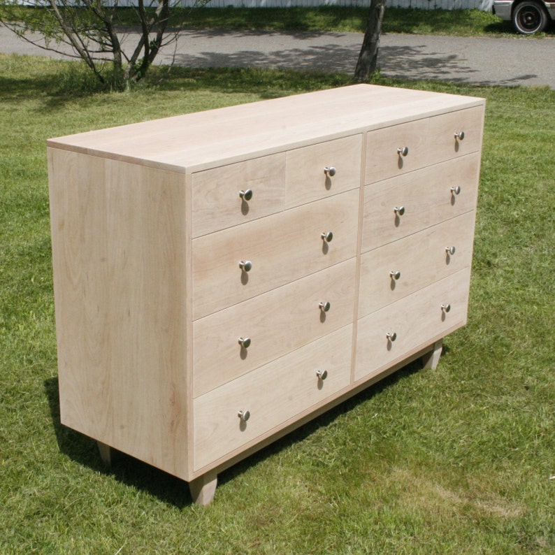 X10420a Hardwood 10 Drawer Dresser, Inset Drawers, Flat Panels, 60 wide x 20 deep x 40 tall natural color image 8