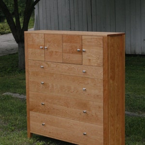 E4514a *Hardwood Cabinet with 4 Inset Drawers and 4 Doors,  Flat Panels, 40" wide x 20" deep x 44" tall - natural color