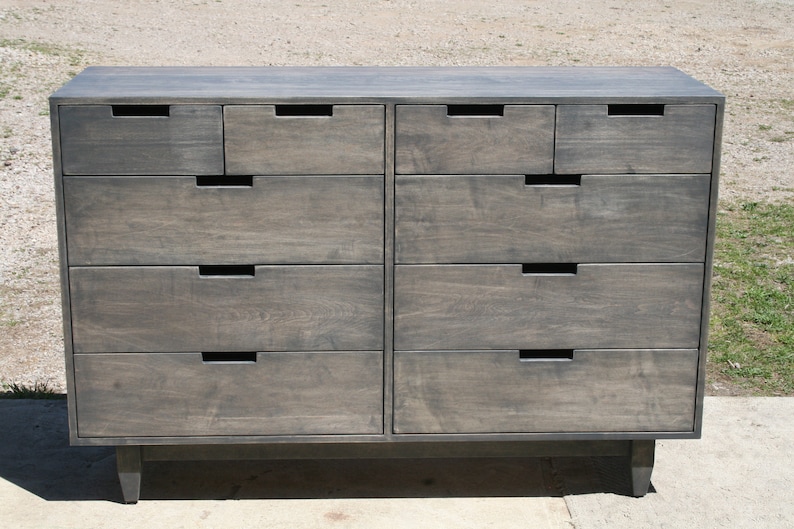 X10420a Hardwood 10 Drawer Dresser, Inset Drawers, Flat Panels, 60 wide x 20 deep x 40 tall natural color image 10