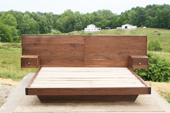 Bed frame online with bench attached