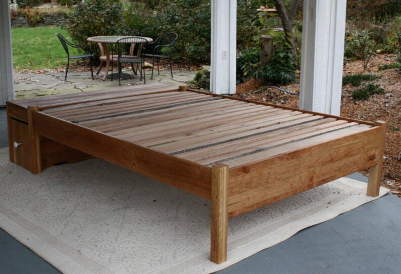 Ndrnn01 solid Hardwood Platform Bed With Storage Seat at End Etsy